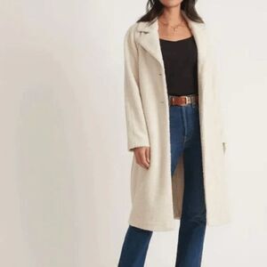 Marine Layer Cream Aspen Faux Fur Sherpa Teddy Coat Jacket Women's Size Medium